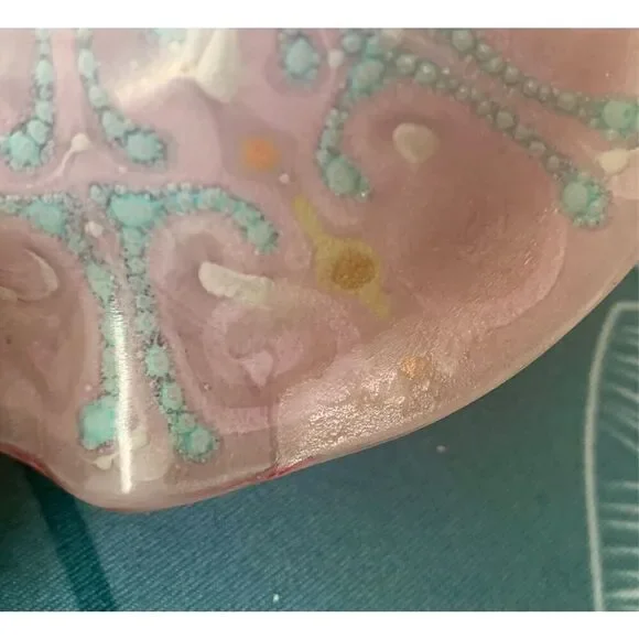 HIGGINS VINTAGE MCM PINK small FUSED ART GLASS BOWL ASHTRAY 4.5